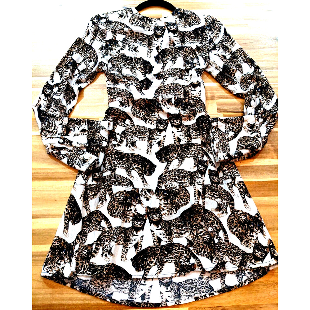 H&M Dress Womens 4 Leopard Print Long Sleeve Casual Lightweight Classic